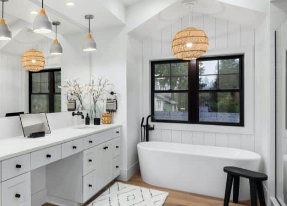 white bathroom with window