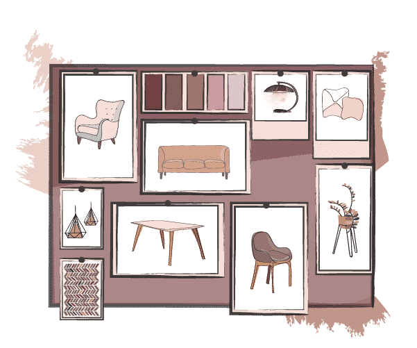 Mood board with furniture options